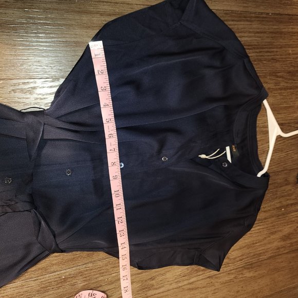 Quince Washable Stretch Silk Midi Shirt Dress NWT Navy Med - Picture 3 of 6